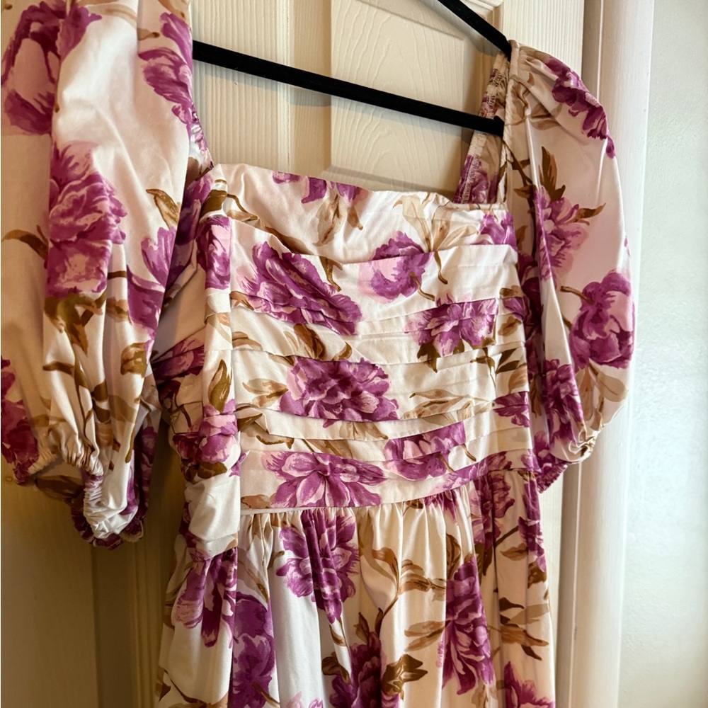 Abercrombie Emerson Poplin Puff Sleeve Midi Dress